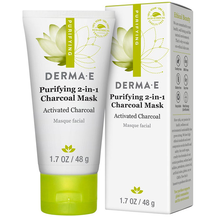 Derma E Purifying 2-in-1 Charcoal Mask, With Marine Algae & Activated Charcoal, 1.7 oz