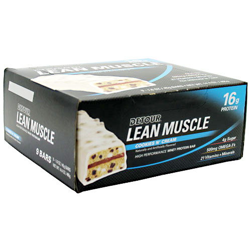 Detour Lean Muscle, Whey Protein Bar, 1.6 oz x 9 Bars, Detour Bar