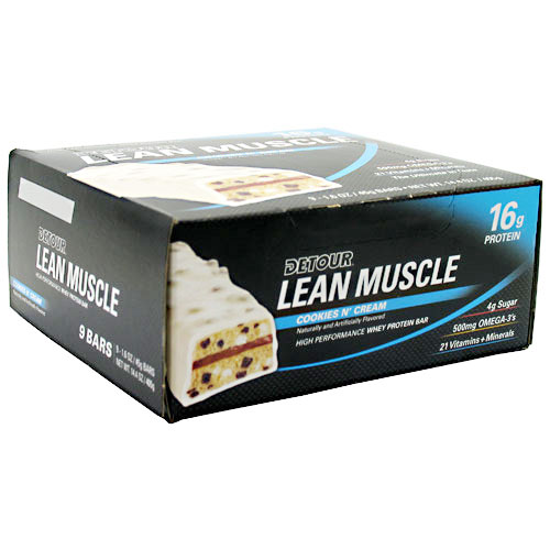 Detour Bar Detour Lean Muscle, Whey Protein Bar, 1.6 oz x 9 Bars, Detour Bar