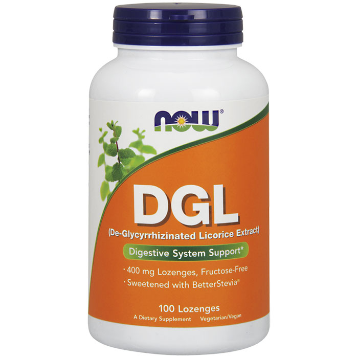 NOW Foods DGL (De-Glycyrrhizinated Licorice) 400mg 100 Lozenges, NOW Foods