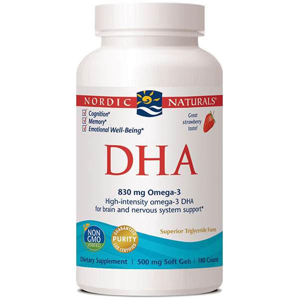 DHA from Purified Fish Oil, Strawberry Flavor, 180 Softgels, Nordic Naturals