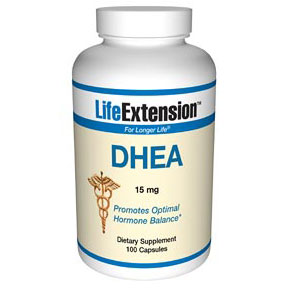 DHEA 15 mg (Dehydroepiandrosterone), 100 Capsules, Life Extension