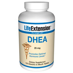 DHEA 25 mg, Dissolve In Mouth, 100 Tablets, Life Extension