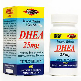 DHEA 25 mg, 200 Instant Dissolve Tablets, Superior Source