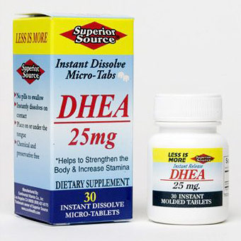 DHEA 25 mg, 30 Instant Dissolve Tablets, Superior Source