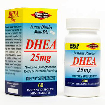 DHEA 25 mg, 60 Instant Dissolve Tablets, Superior Source