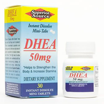 DHEA 50 mg, 30 Instant Dissolve Tablets, Superior Source