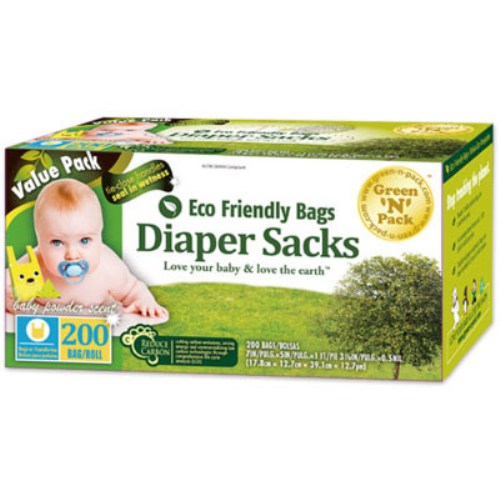 Diaper Sacks, Scented Baby Disposable Diaper Bags, 200 Count/Box, GreenNPack Eco Friendly Bags
