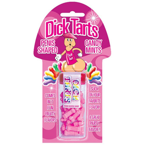 Dick Tarts in Blister Card, Penis Shaped Candy Mints, Strawberry Flavored, Hott Products