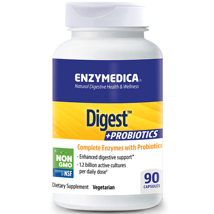 Digest + Probiotics, Enhanced Digestive Support, 90 Capsules, Enzymedica