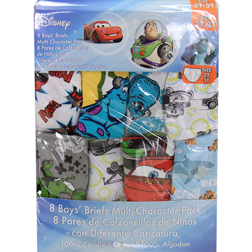 Disney Multi-Character Boys Briefs, 100% Combed Cotton, 8 Pack