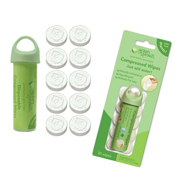 Green Sprouts Disposable Compressed Baby Wipes, In Travel Tube, 20 Wipes, Green Sprouts