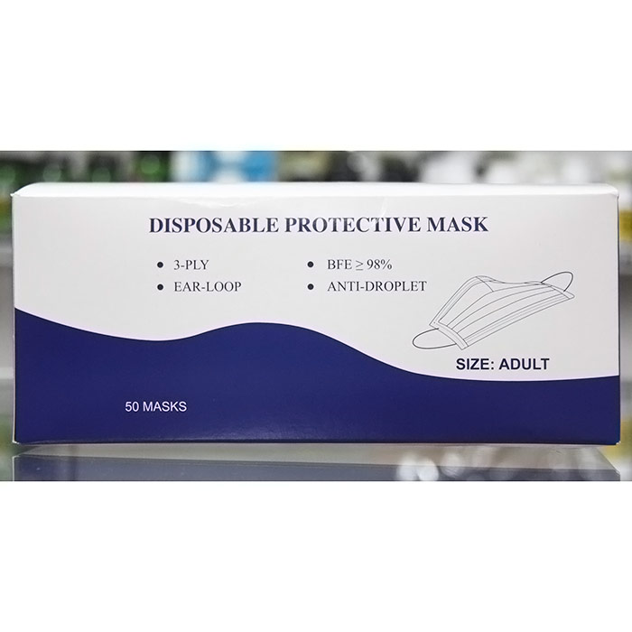 Disposable Protective Face Mask for Adult, 50 Masks