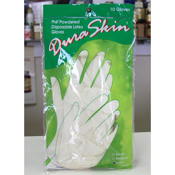 Diva Skin Pre-Powdered Disposable Latex Gloves, 10 Gloves