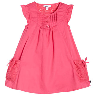 DKNY Girls Dress, 100% Cotton, Fuchsia