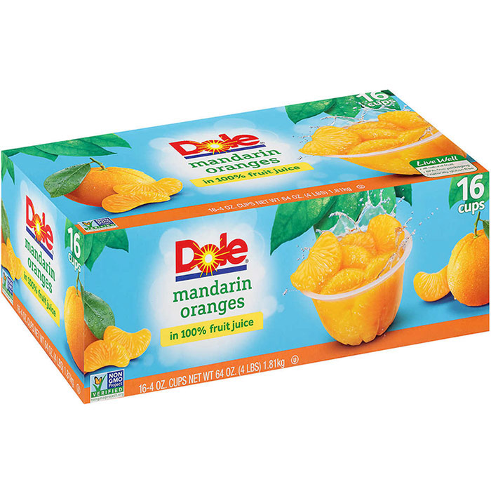 Dole Mandarin Oranges in 100% Fruit Juice, 4 oz x 16 Cups