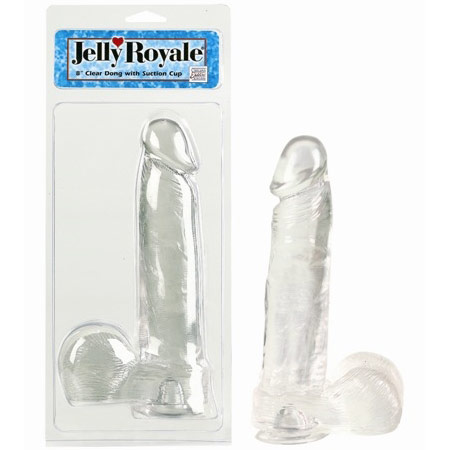 Jelly Royale Dong with Suction Cup 8 Inch - Clear, California Exotic Novelties