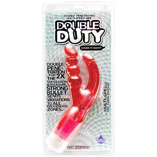 Double Duty Vibrator, Red, Doc Johnson