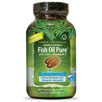 Double-Potency Fish Oil Pure, Citrus Flavor, 60 Liquid Softgels, Irwin Naturals