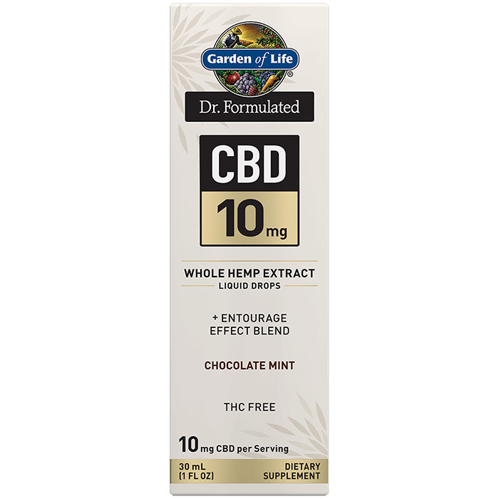 Dr. Formulated CBD 10 mg Whole Hemp Extract Liquid Drops, Chocolate Mint, 30 ml, Garden of Life