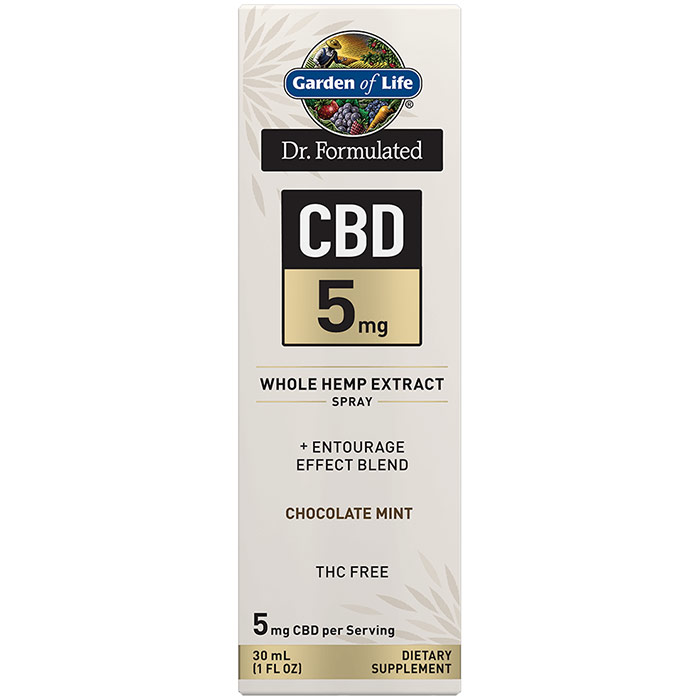 Dr. Formulated CBD 5 mg Whole Hemp Extract Spray, Chocolate Mint, 30 ml, Garden of Life