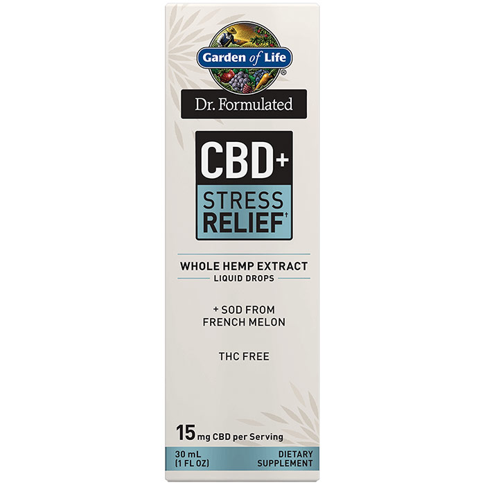 Dr. Formulated CBD+ Stress Relief Liquid Drops, 30 ml, Garden of Life