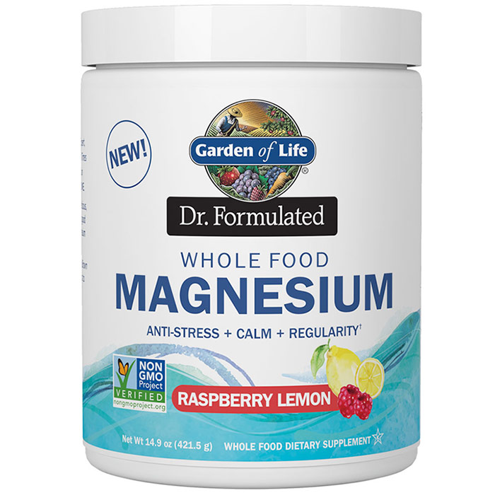 Dr. Formulated Whole Food Magnesium Powder, Raspberry Lemon, Value Size, 14.9 oz (421.5 g), Garden of Life