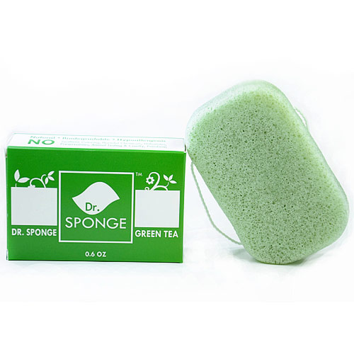 Dr. Sponge Dr. Sponge All Natural & Biodegradable Face & Body Cleansing Sponge, Green Tea, 0.6 oz