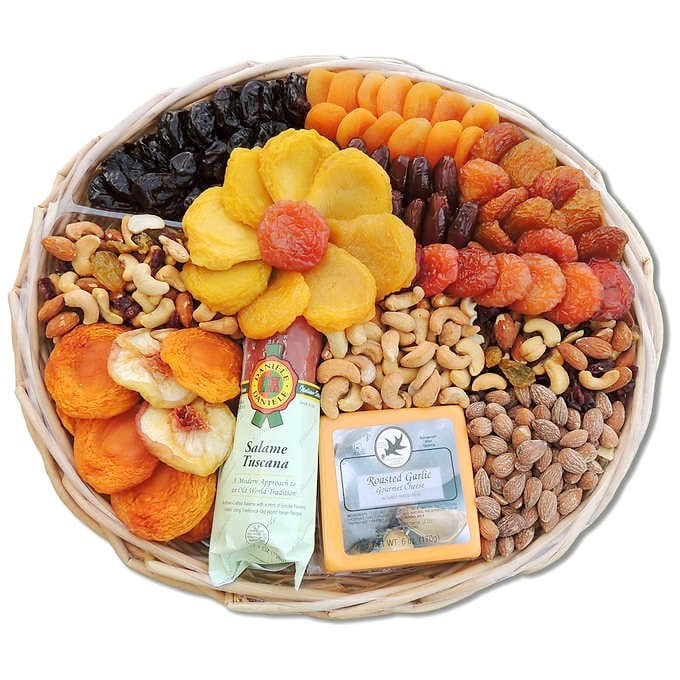 Dried Fruit & Nut Holiday Gift Basket, 60 oz, Vacaville Fruit Company