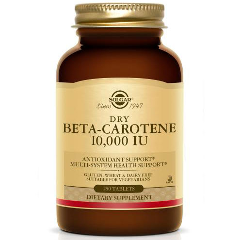 Dry Beta Carotene 10,000 IU, 250 Tablets, Solgar