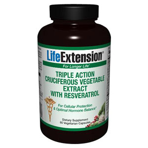 Triple Action Cruciferous Vegetable Extract with Resveratrol, 60 Vegetarian Capsules, Life Extension