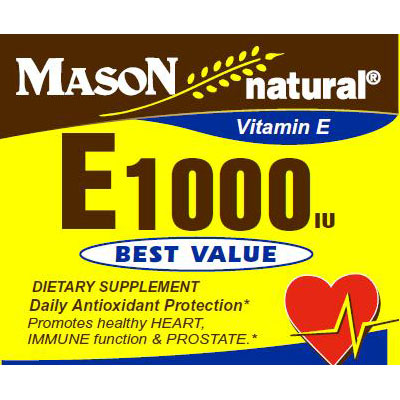 Vitamin E 1000 IU, 50 Softgels, Mason Natural