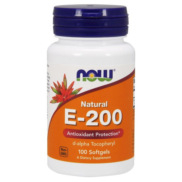 Vitamin E-200 IU D-Alpha Tocopheryl, 100 Softgels, NOW Foods