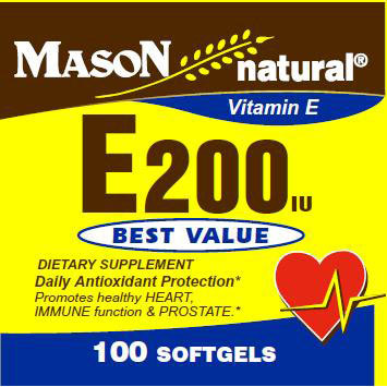 Vitamin E 200 IU, 100 Softgels, Mason Natural