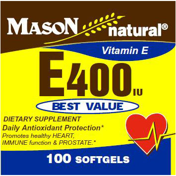 Vitamin E 400 IU, 100 Softgels, Mason Natural