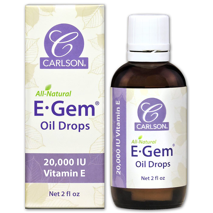 E-Gem Oil Drops, Natural Vitamin E Skin Care, 2 oz, Carlson Labs