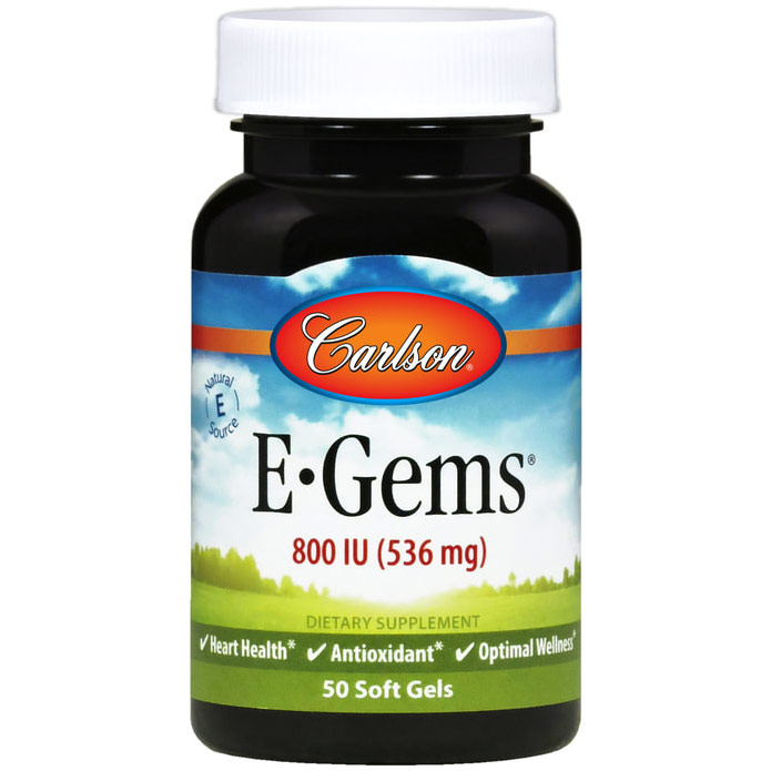 E-Gems 800 IU, Natural Vitamin E, 50 softgels, Carlson Labs