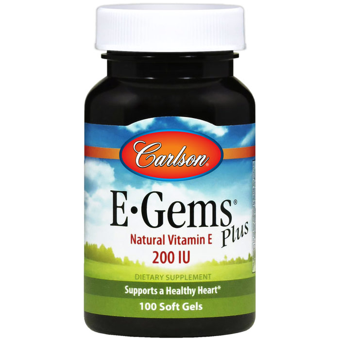 E-Gems Plus 200 IU, Natural Vitamin E, 250 softgels, Carlson Labs