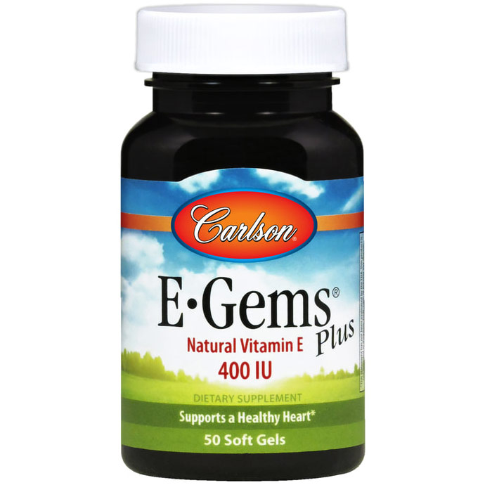 E-Gems Plus 400 IU, Natural Vitamin E, 100 softgels, Carlson Labs