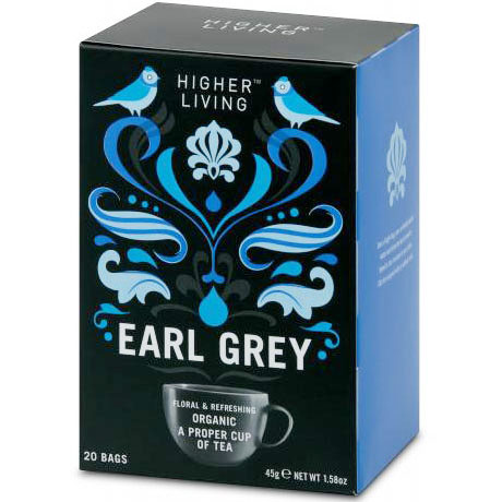 Higher Living Organic Black Tea, Earl Grey, 20 Bags, Higher Living