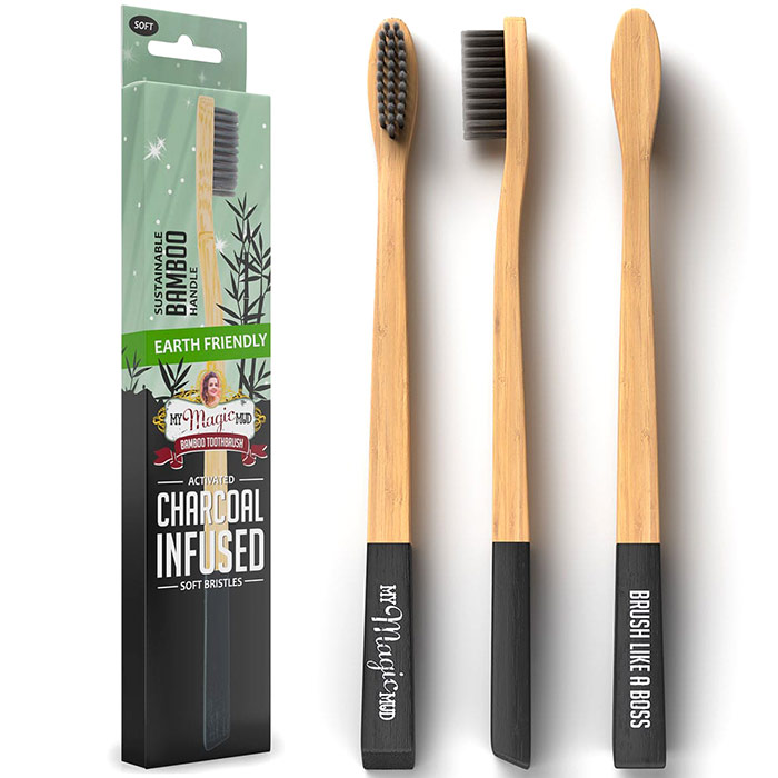 Earth Friendly Activated Charcoal Bamboo Toothbrush, 1 Pack, My Magic Mud
