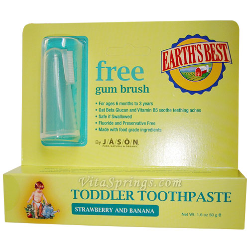 Earths Best Toddler Toothpaste Strawberry & Banana 1.6 oz, Jason Natural