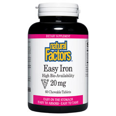 Easy Iron 20 mg Chewable, 60 Tablets, Natural Factors