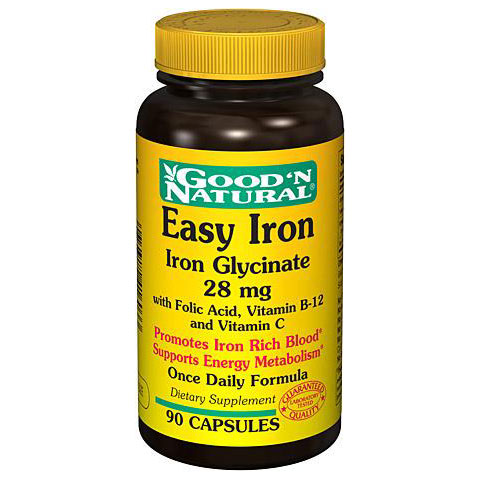 Good 'N Natural Easy Iron 28 mg (Iron Glycinate), 90 Capsules, Good 'N Natural