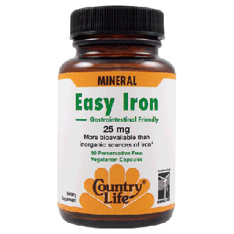 Easy Iron 25 mg, 90 Vegetarian Capsules, Country Life