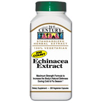 21st Century HealthCare Echinacea Extract 200 Vegetarian Capsules, 21st Century Health Care