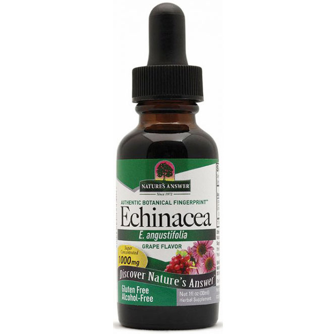 Echinacea Grape Flavor Liquid Extract Alcohol-Free, 1 oz, Natures Answer