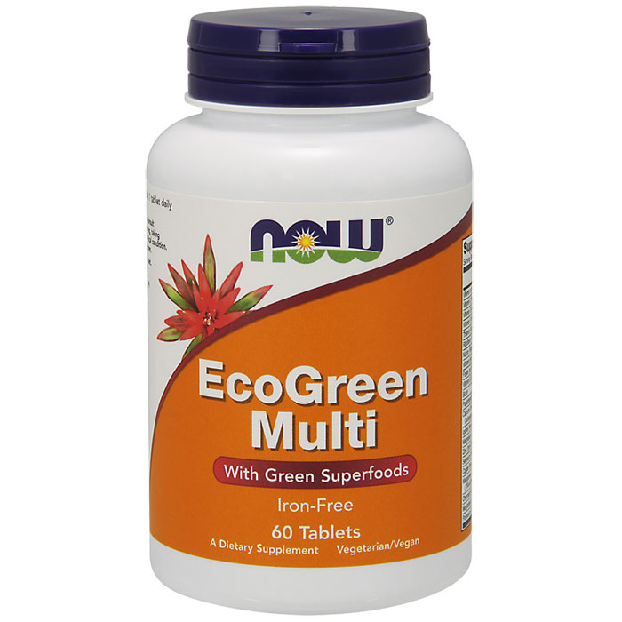 EcoGreen Multi Vitamins Tabs Iron-Free, 60 Tablets, NOW Foods