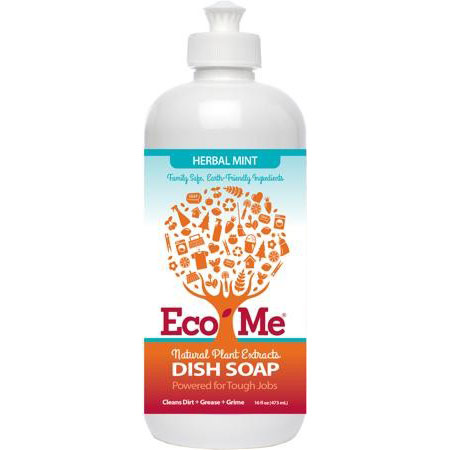 Eco-Me Dish Soap Liquid, Natural Plant Extracts, Herbal Mint, 16 oz