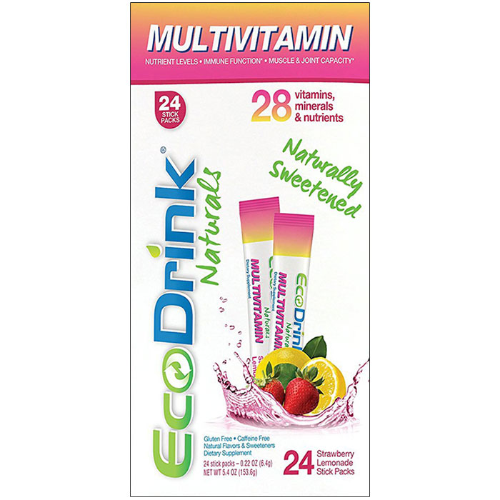 EcoDrink - Strawberry Lemonade Flavor, 24 Stick Packets, Lily Nutrition